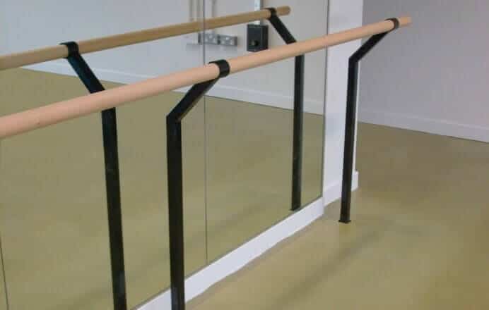 Harlequin Pine Ballet Barres with Harlequin Floor-Mounted Single Ballet Barre Bracket
