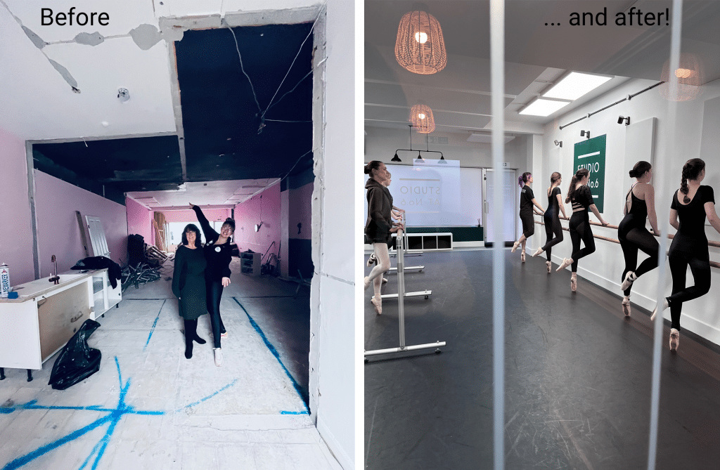 Before and After Studio at No.6 | Professional Sprung & Vinyl Dance Floors | Harlequin Floors