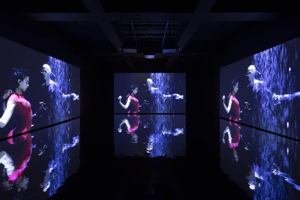Installation view of Chrysalis 2023 Olivier Megaton Wayne McGregor Catherine Maxmoff. Part of Wayne McGregor Infinite Bodies exhibition at Somerset House. Photo by Andrea Rossetti copy