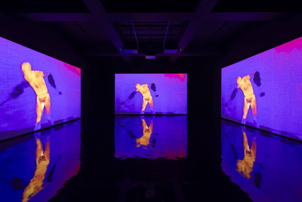 Installation view of Chrysalis 2023 Olivier Megaton Wayne McGregor Catherine Maxmoff. Part of Wayne McGregor Infinite Bodies exhibition at Somerset House. Photo by Andrea Rossetti view1